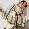 Women Cashmere Warm Scarf All Season Multi-Purposes Plaid Satin Tassel Long Shawl