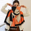 Women Cashmere Warm Scarf All Season Multi-Purposes Plaid Satin Tassel Long Shawl