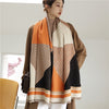 Women Cashmere Warm Scarf All Season Multi-Purposes Plaid Satin Tassel Long Shawl