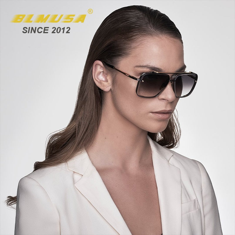 Unisex UV400 Fashion Classic Mach Six Gradient Sunglasses Cool Square Business Shades Vintage Glasses