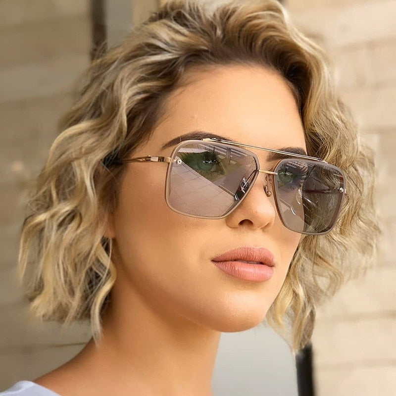 Unisex UV400 Fashion Classic Mach Six Gradient Sunglasses Cool Square Business Shades Vintage Glasses