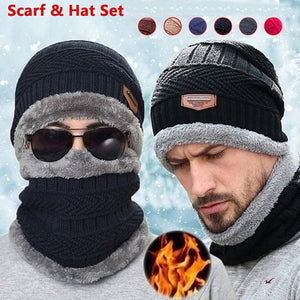 Unisex Winter Warm Hat Beanies Breathable Wool Knitted Scarf