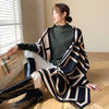 Écharpe rayée en cachemire de luxe pour femmes Pashmina Warmer Shawl Plaid Blanket Wrap