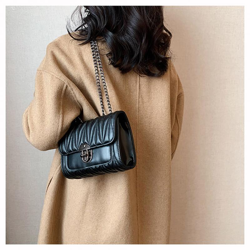 Women's Vintage Shoulder Messenger Bag PU Leather Folded Chain Purse Wallet Handbag