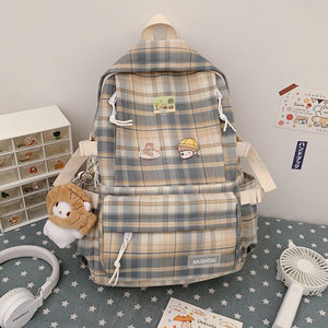 Women's Plaid Large Capacity Schoolbags