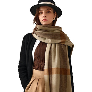 Unisex Mid-Length Plaid Print Scarfs with Tassels