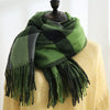 Unisex Mid-Length Plaid Print Scarfs with Tassels