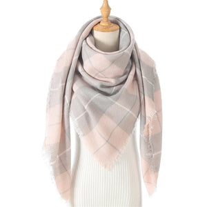 Women's Designer Knitted Scarf Plaid Warm Cashmere Shawls Luxury Brand