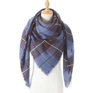 Women's Designer Knitted Scarf Plaid Warm Cashmere Shawls Luxury Brand