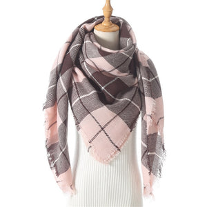 Women's Designer Knitted Scarf Plaid Warm Cashmere Shawls Luxury Brand