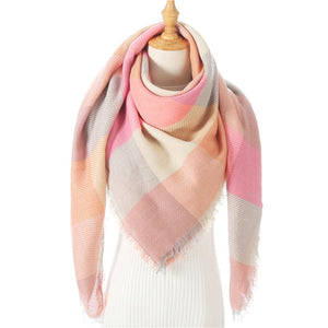 Women's Designer Knitted Scarf Plaid Warm Cashmere Shawls Luxury Brand