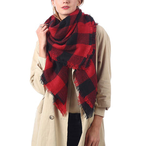 Nouveau Designer Women Plaid Luxury Winter Warm Blanket Cotton Scarves