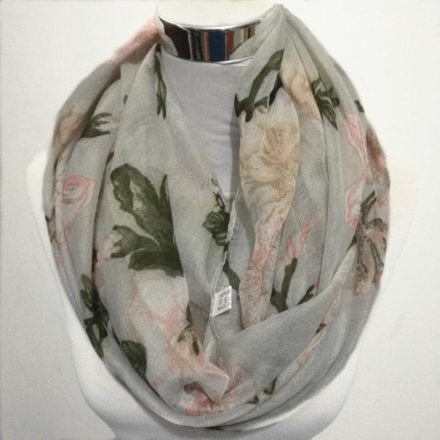 Foulard infini à fleurs pour femmes Bandana chaud Poncho long châle