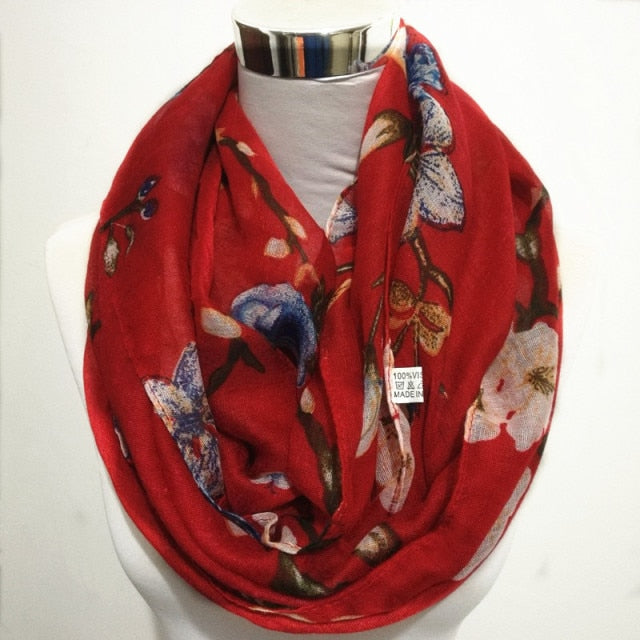 Foulard infini à fleurs pour femmes Bandana chaud Poncho long châle