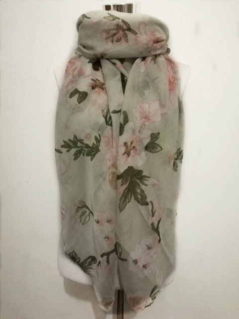 Foulard infini à fleurs pour femmes Bandana chaud Poncho long châle