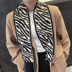 Women Knitted Designer Stripe Luxury Brand Warm Long Thin Multifunction Scarfs