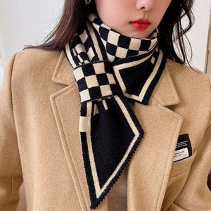 Women Knitted Designer Stripe Luxury Brand Warm Long Thin Multifunction Scarfs