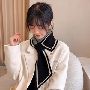 Women Knitted Designer Stripe Luxury Brand Warm Long Thin Multifunction Scarfs