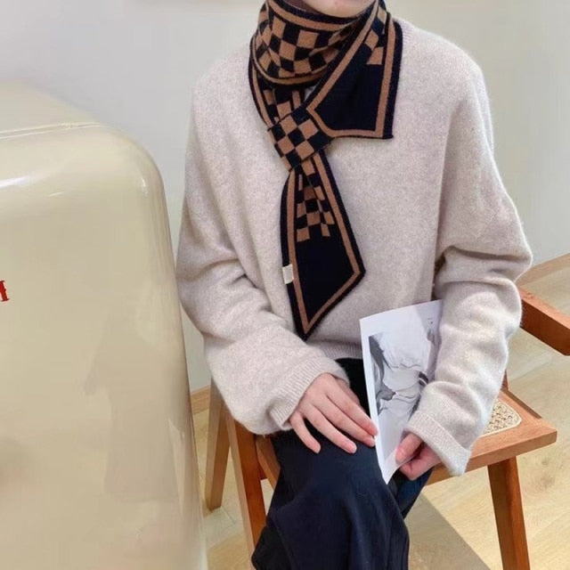 Women Knitted Designer Stripe Luxury Brand Warm Long Thin Multifunction Scarfs