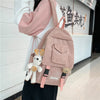 Sac à dos en velours côtelé pour femme Cute Girl Student School Bag, Harajuku Book Bag, College Bag, Travel Bag