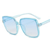 Women Square Retro Brand Oversize Frame Transparent Gradient Sunglasses