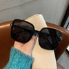 Women Square Retro Brand Oversize Frame Transparent Gradient Sunglasses