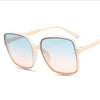 Women Square Retro Brand Oversize Frame Transparent Gradient Sunglasses