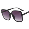Women Square Retro Brand Oversize Frame Transparent Gradient Sunglasses