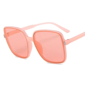 Women Square Retro Brand Oversize Frame Transparent Gradient Sunglasses