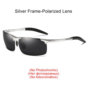 Men's Photochromic Day & Night Driving Glasses with Rimless Aluminum Frames