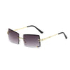 Women Fashion Ultraviolet Glasses Triple Square Box Sunglasses Rimless Frame