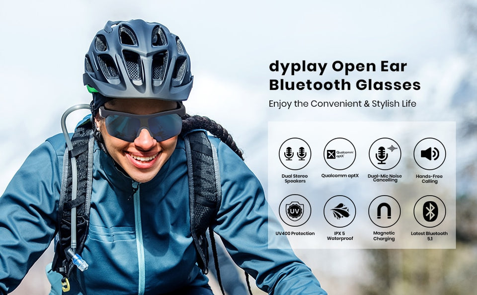 Unisex Sport Sunglasses with UV400 Protection Lenses, Bluetooth Connectivity, Noise Cancellation & IPX5 Waterproofing