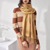 Women Solid Color Imitation Cashmere Mid-length Warm Sweet Fashion Fringed Sharf