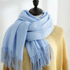 Women Solid Color Imitation Cashmere Mid-length Warm Sweet Fashion Fringed Sharf