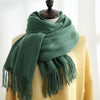 Women Solid Color Imitation Cashmere Mid-length Warm Sweet Fashion Fringed Sharf