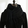 Women Solid Color Imitation Cashmere Mid-length Warm Sweet Fashion Fringed Sharf