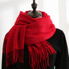 Women Solid Color Imitation Cashmere Mid-length Warm Sweet Fashion Fringed Sharf