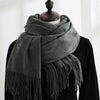 Women Solid Color Imitation Cashmere Mid-length Warm Sweet Fashion Fringed Sharf