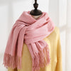 Women Solid Color Imitation Cashmere Mid-length Warm Sweet Fashion Fringed Sharf