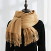 Women Solid Color Imitation Cashmere Mid-length Warm Sweet Fashion Fringed Sharf