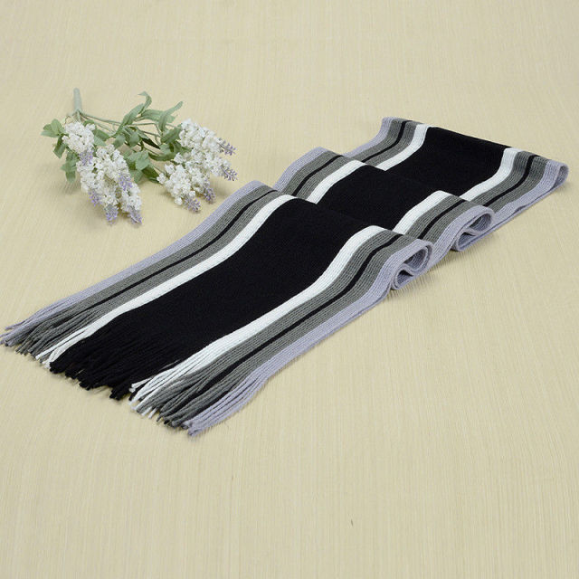 Men's Classic Striped Cashmere Business Scarfs with Tassels