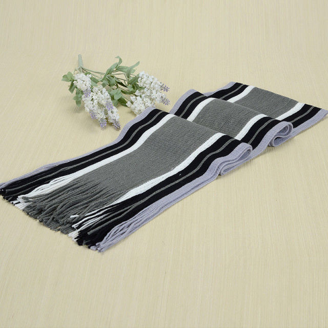 Men's Classic Striped Cashmere Business Scarfs with Tassels