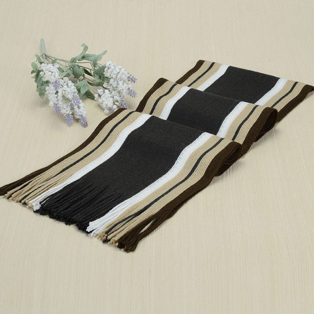 Men's Classic Striped Cashmere Business Scarfs with Tassels