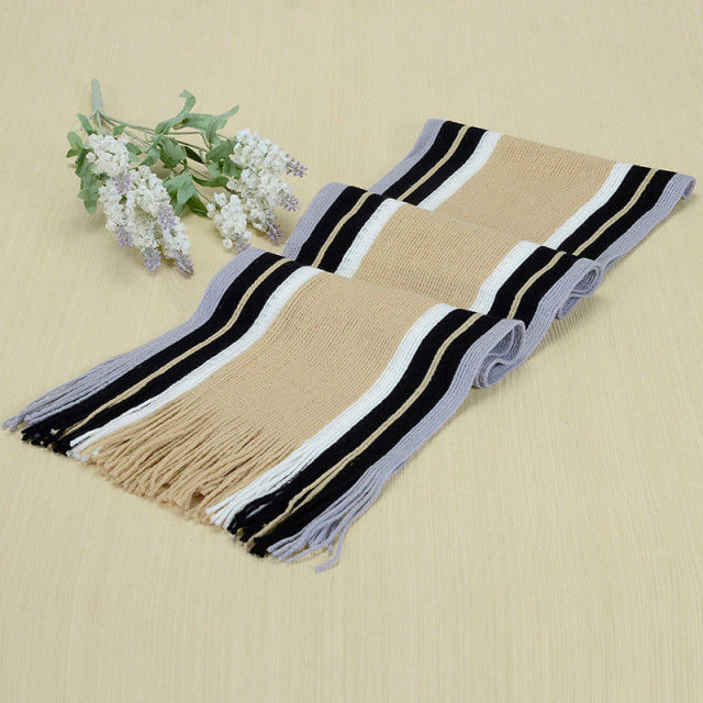 Men's Classic Striped Cashmere Business Scarfs with Tassels