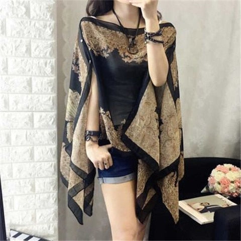 New Chiffon Silk Scarf For Women, Fashionable Sunscreen Beach