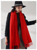 Women Solid Color Imitation Cashmere Mid-length Warm Sweet Fashion Fringed Sharf