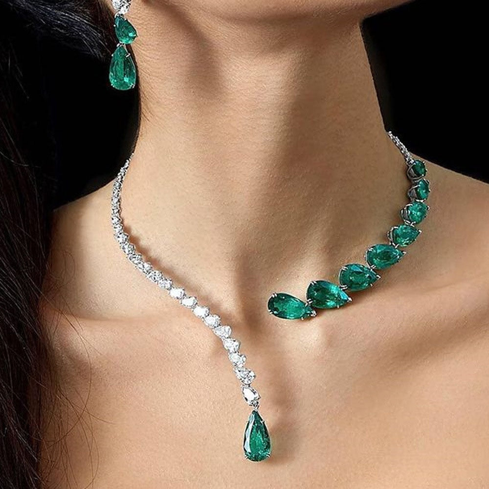 STONEFANS Women's Green Crystal Open Choker Necklaces