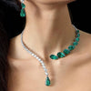 STONEFANS femmes Vintage vert cristal ouvert collier ras du cou collier goutte d'eau boucles d'oreilles bijoux