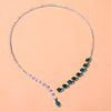 STONEFANS femmes Vintage vert cristal ouvert collier ras du cou collier goutte d'eau boucles d'oreilles bijoux