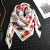 Women Luxury Brand Silk Satin Square Plaid Print Scarf for Neck Tie, Hair Band, Hijab Shawl